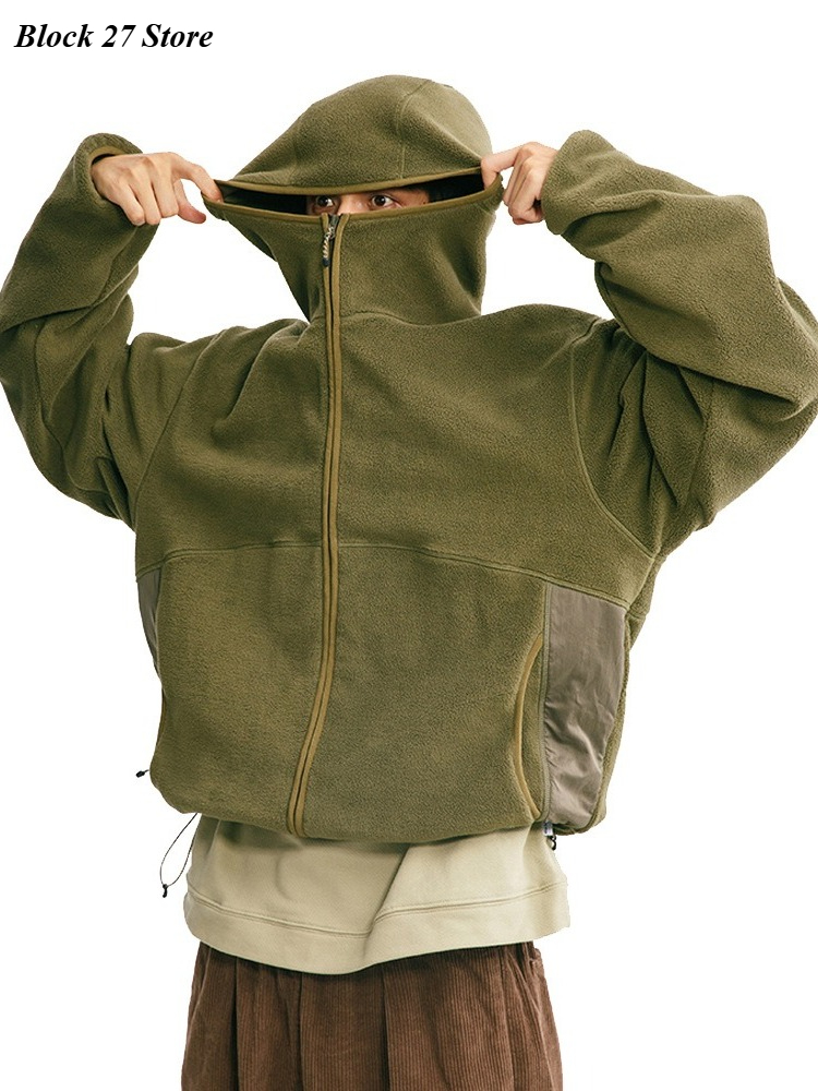 Sherpa Hoodie Fleece - Mens Hoodie Autumn Winter Cotton Jacket