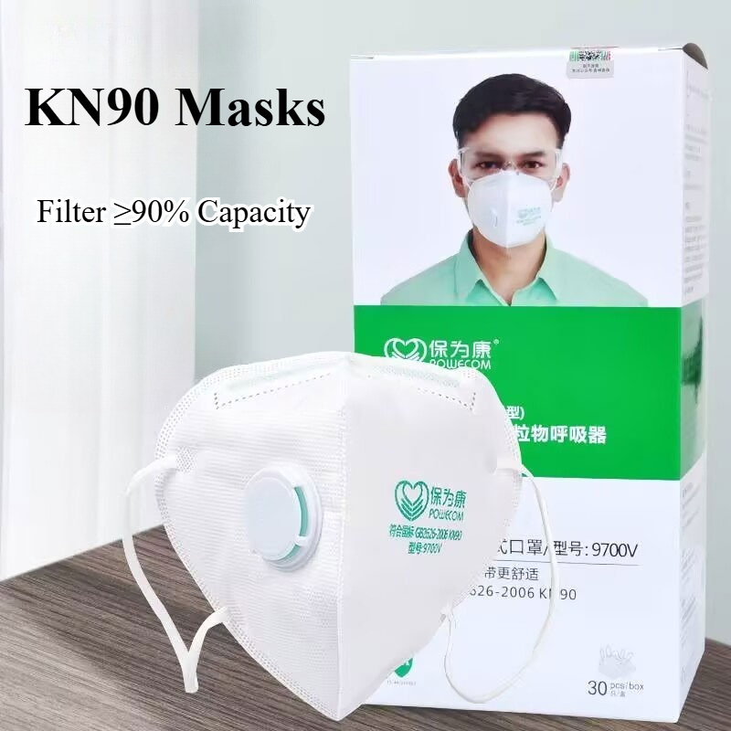 Earmuffs Foldable - 30/60/90pcs Cubreboca Breathable Valve Folding Mask