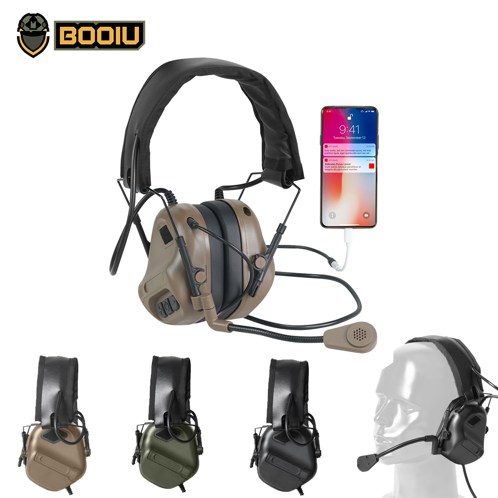 Earmuffs Foldable - BOOIU Tactical Electronic Shooting Headset 3.5mm