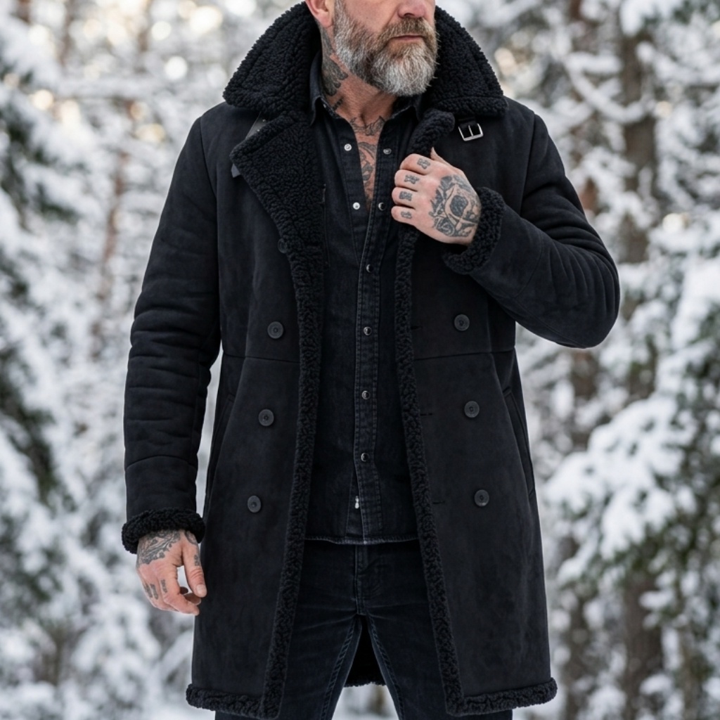 Down Jacket Packable - Men's Faux Suede Fur Lined Winter