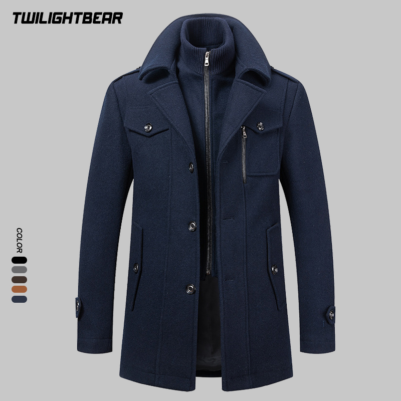 Wool Coat Peacoat - Winter Men's Wool Coat Oversized Solid