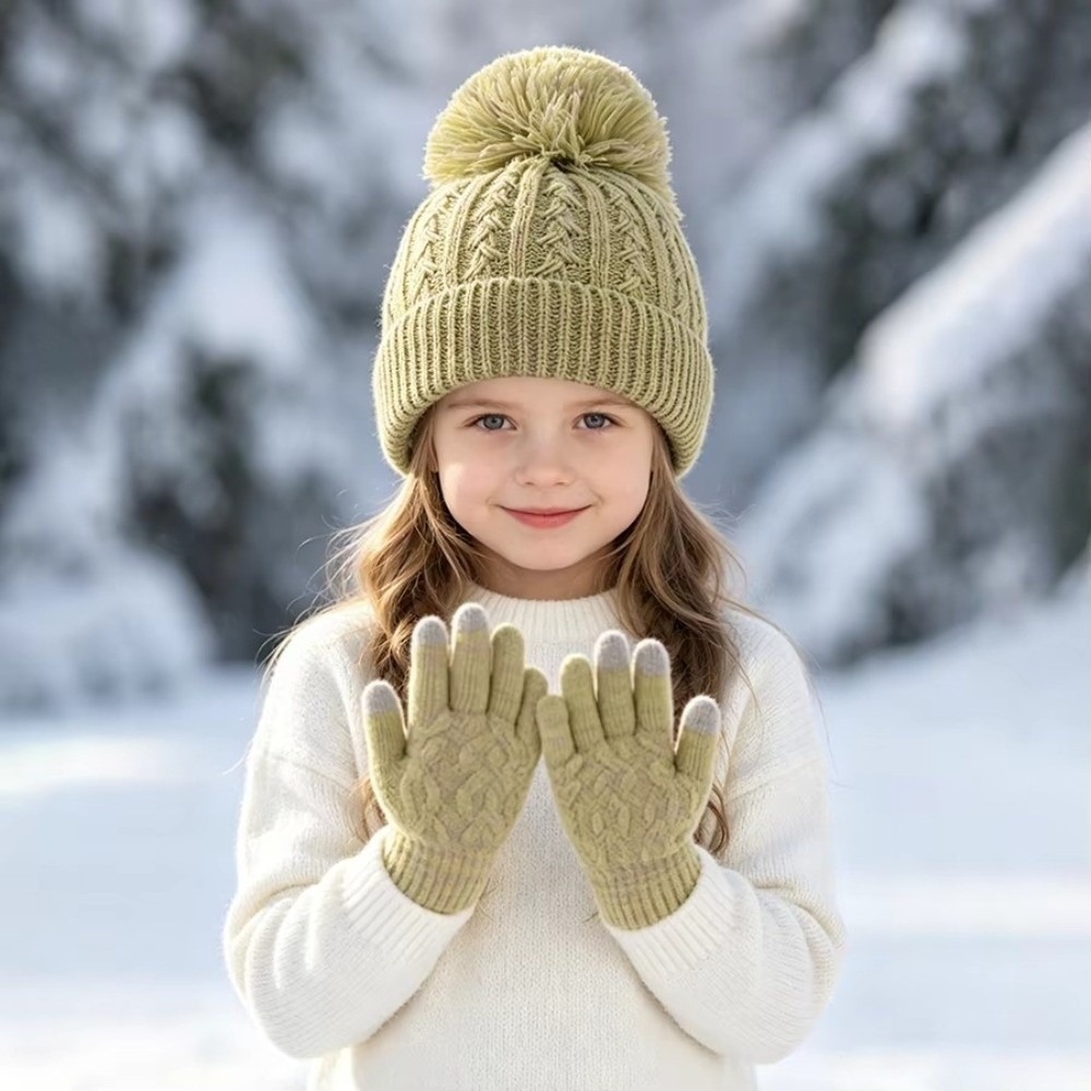 Touch Screen Gloves - 2Pcs/Set Fashion Winter Children Hat Gloves