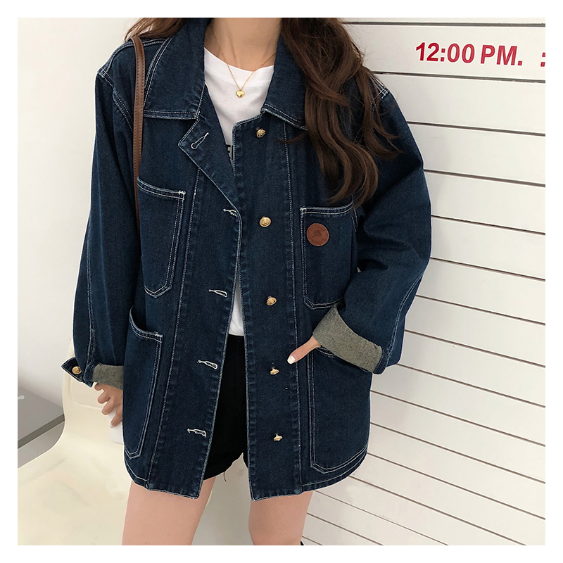 Down Jacket Packable - Dark Blue Denim Jacket Women Spring
