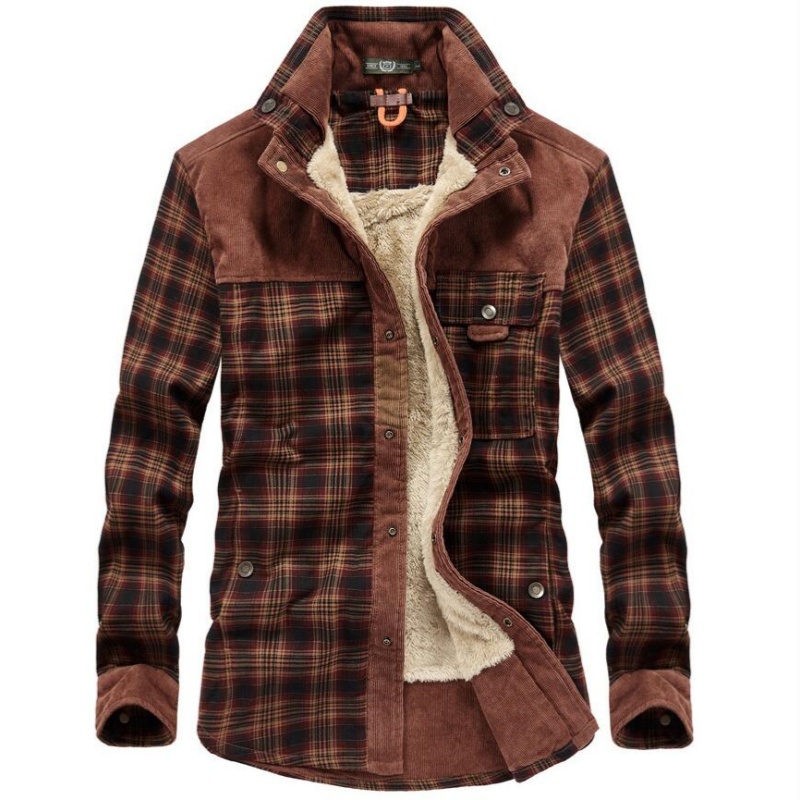Men's Jackets Winter Windproof - đánh giá và giá Flannel Shirt Lined