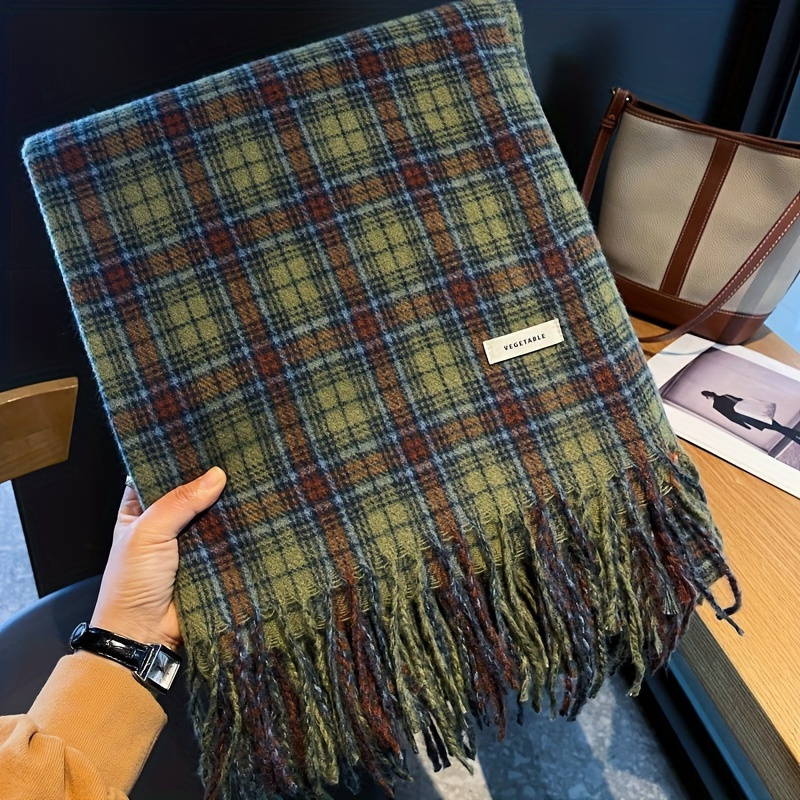 Vintage Green Plaid Tassel Sca - đánh giá và giá Cashmere Pashmina Wrap