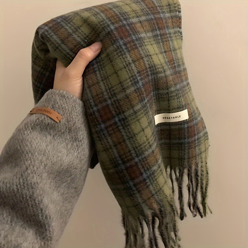 Vintage Green Plaid Tassel Sca - đánh giá và giá Cashmere Pashmina Wrap