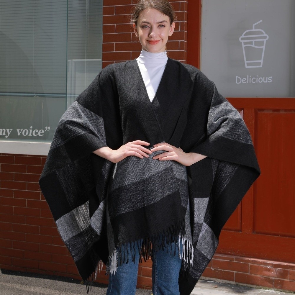 Warm Coat Plaid Design Travel  - đánh giá và giá Shawl Wrap Winter