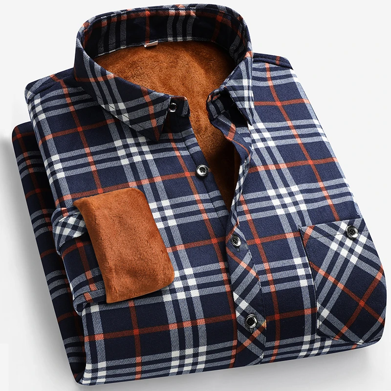 Autumn and Winter Men's Fleece - đánh giá và giá Flannel Shirt Lined