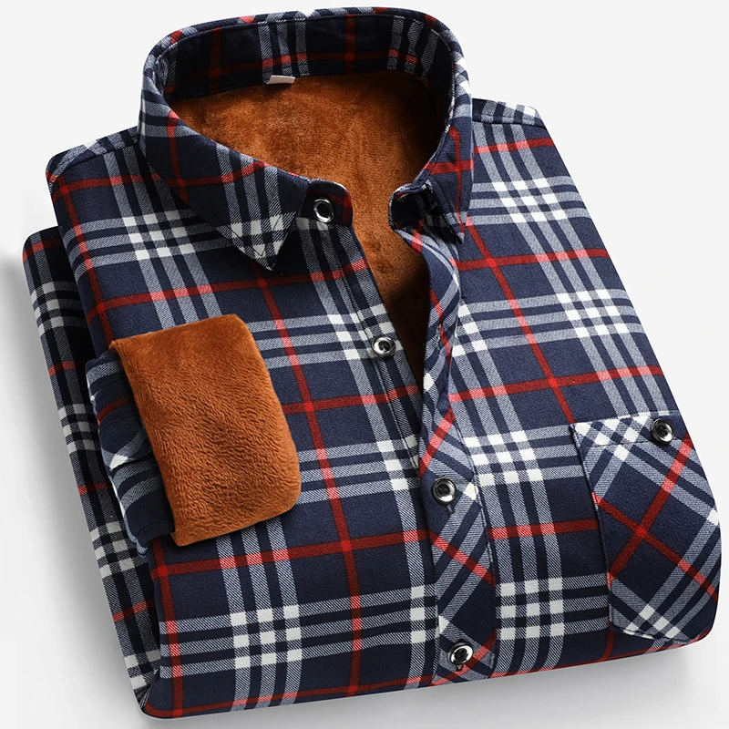 Autumn and Winter Men's Fleece - đánh giá và giá Flannel Shirt Lined