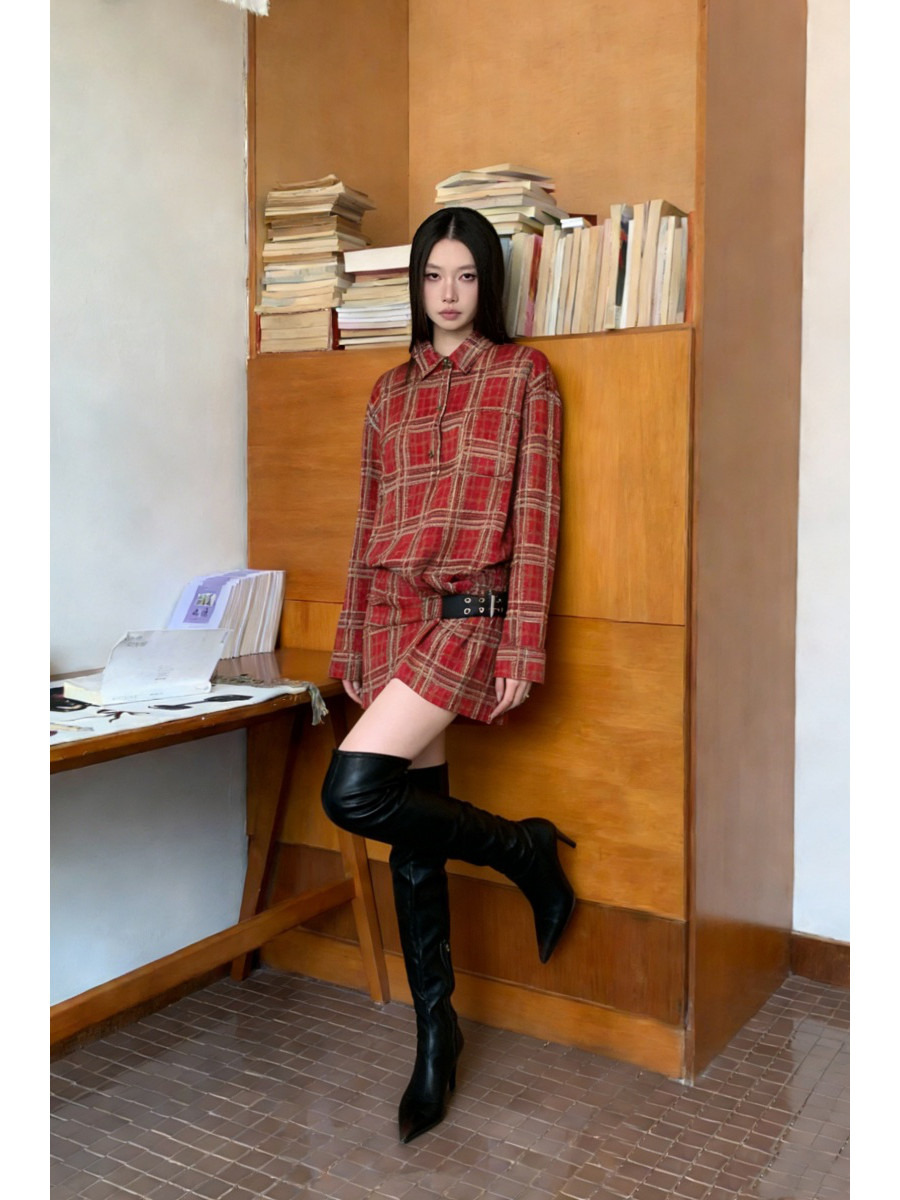 Punk Plaid Flannel Shirt Dress - đánh giá và giá Flannel Shirt Lined