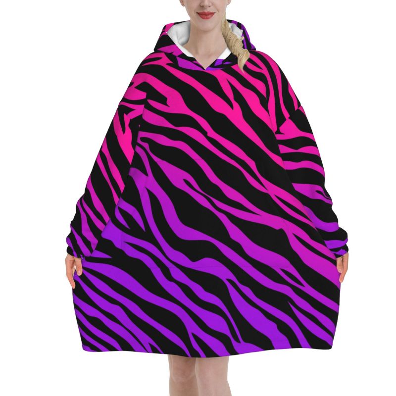 Zebra Stripe Print Wearable Bl - đánh giá và giá Sherpa Hoodie Fleece
