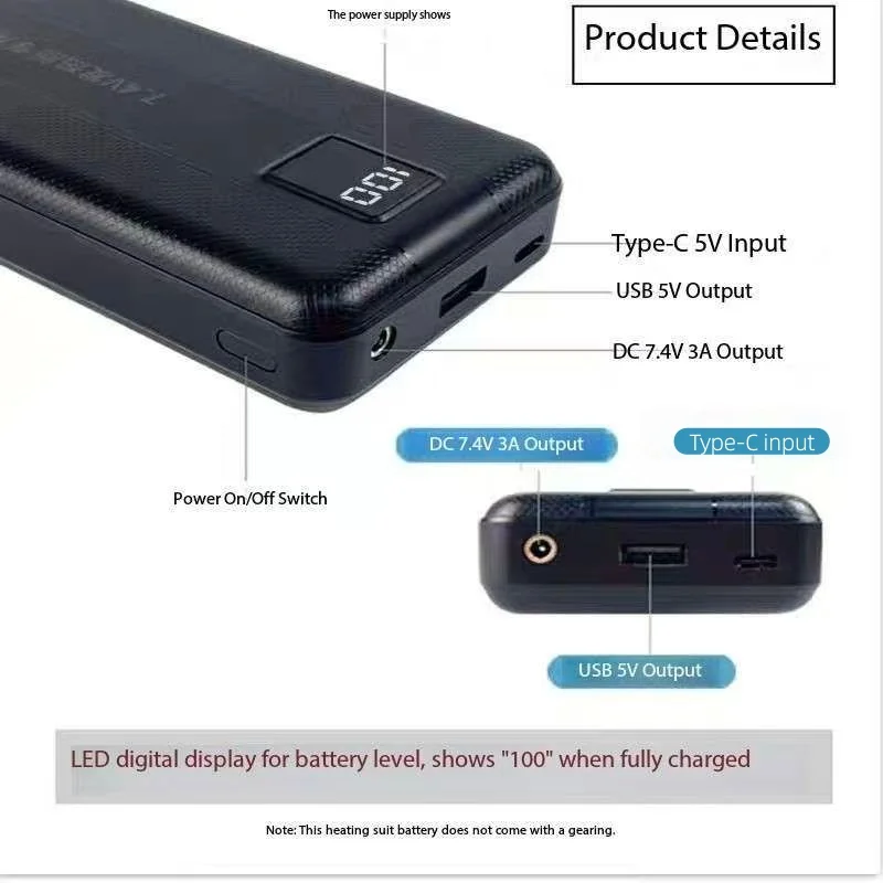 New Large Capacity 7.4V/3A/160 - đánh giá và giá Heated Vest Battery