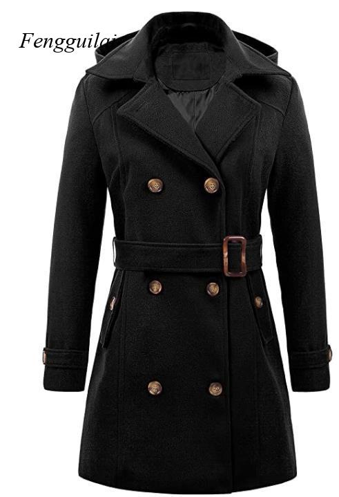 Women's Black Hooded Double Br - đánh giá và giá Wool Coat Peacoat