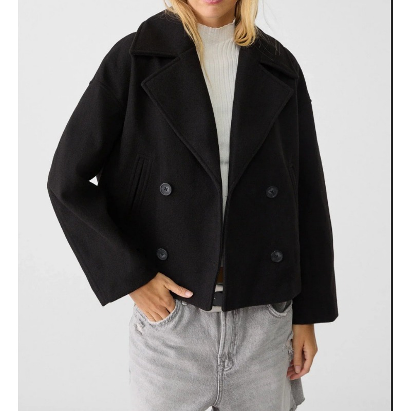 Women's Oversized Double Breas - đánh giá và giá Wool Coat Peacoat