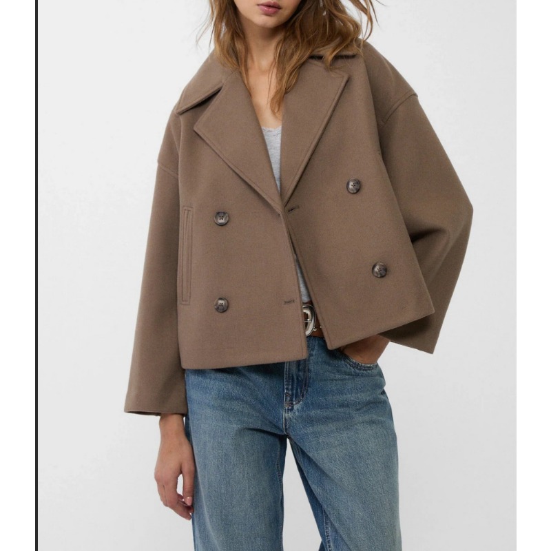 Women's Oversized Double Breas - đánh giá và giá Wool Coat Peacoat
