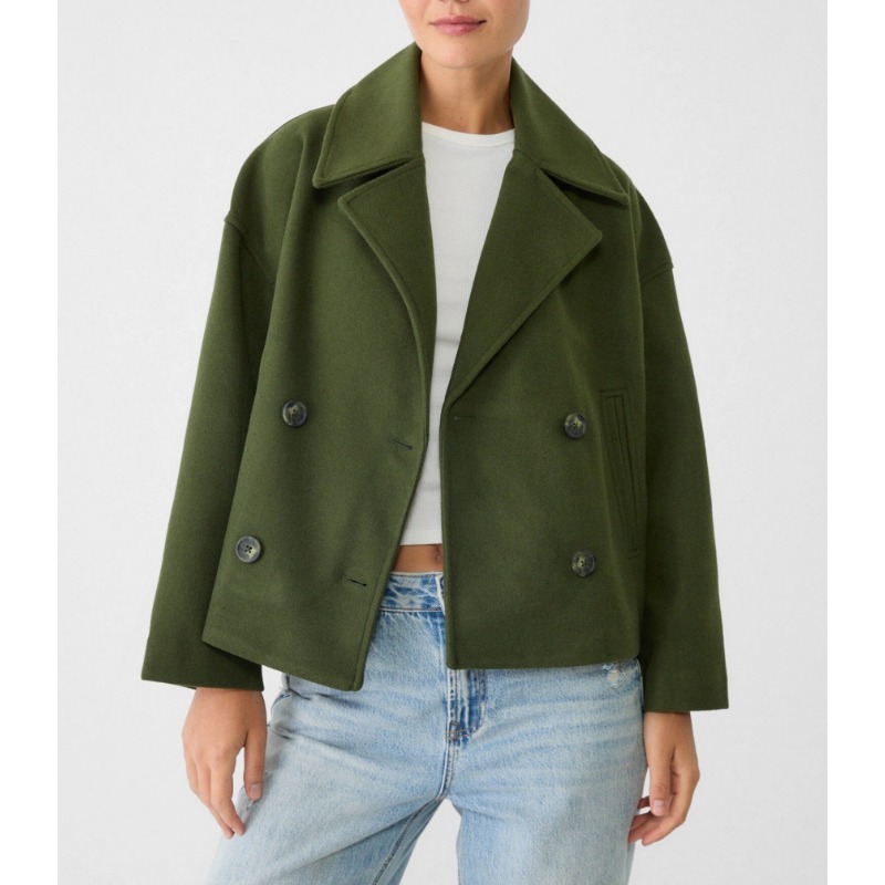 Women's Oversized Double Breas - đánh giá và giá Wool Coat Peacoat