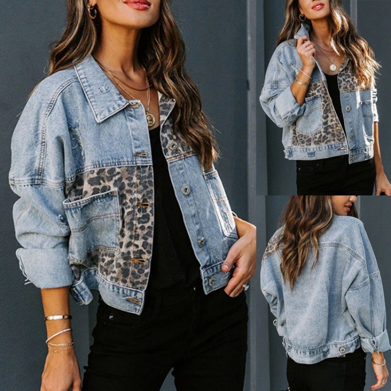 Leopard Stitching Denim Jacket - đánh giá và giá Down Jacket Packable