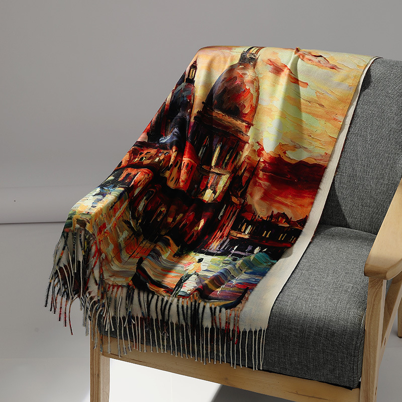 Luxury Brand Oil Painting Cash - đánh giá và giá Cashmere Pashmina Wrap