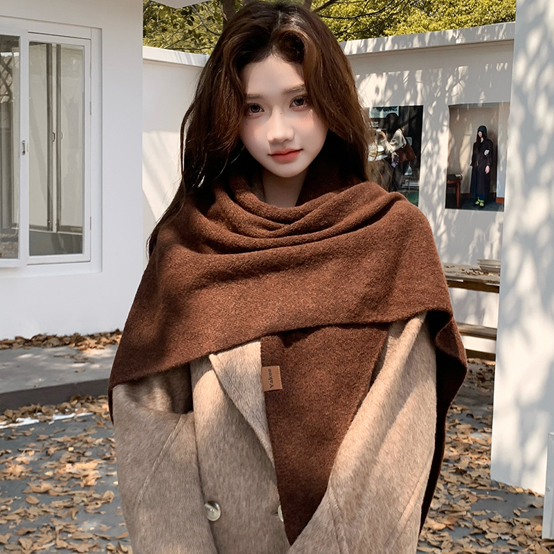 Simple Solid Color Knitted Tri - đánh giá và giá Shawl Wrap Winter